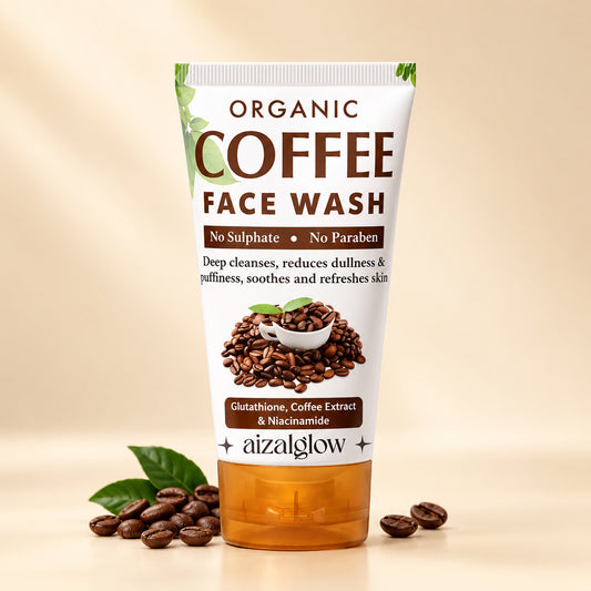 Aizal Glow Organic Coffee Face Wash –with Coffee Extract, Glutathione & Niacinamide - Aizal Glow