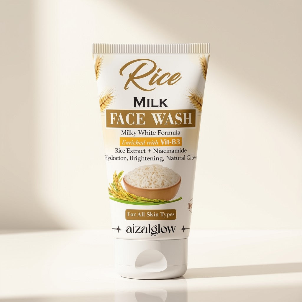 Aizal Glow Rice Milk Face Wash — Rice Extract + Niacinamide (Vitamin B3)