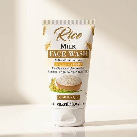 Aizal Glow Rice Milk Face Wash — Rice Extract + Niacinamide (Vitamin B3)